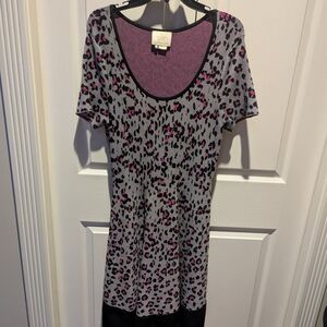 Kate Spade Pink and Gray Animal Print Midi Dress